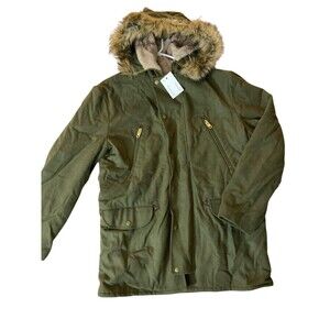 GANT‎ Rugger Winter Parka Jacket XXL Hunter Green Wool Blend Faux Fur Hood